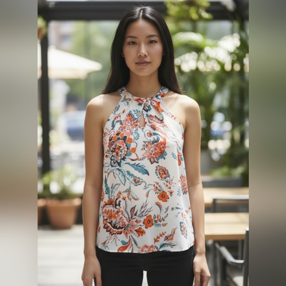 7th Avenue Design Studio Multicolor Floral Top Size Medium - Picture 2 of 7